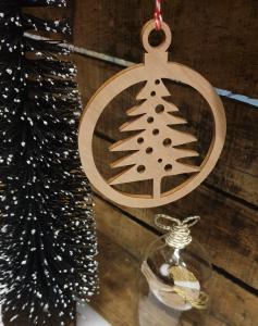 Boule de Noël en bois - Sapin
